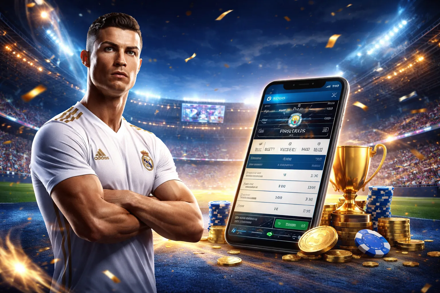 Sân vận động bóng đá với giao diện cá cược qh88 vip
